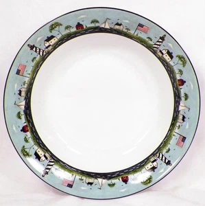 Sakura Coastal Breeze Soup Cereal Bowl Warren Kimble Lighthouse Flag Ocean Ship - Picture 1 of 5