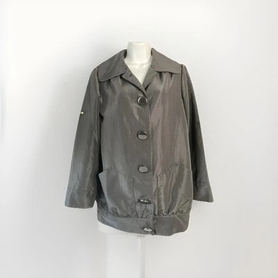 Mac & Jac Satin Sateen Black Jacket Coat Women’s Small Big Buttons - Image 1 of 4