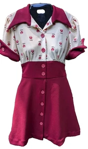Vintage 1970s Mini Babydoll Dress Size S Retro Mod Festival Cute Hippie Defects - Picture 1 of 12