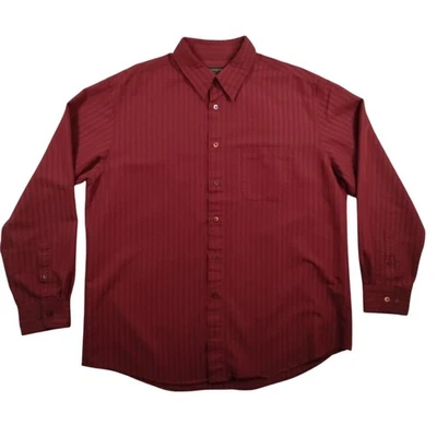 Camisa Covington Para Hombres XL Rojo Tonal Rayas Manga Larga Botón Delantero Vestido Foto 1 de 4