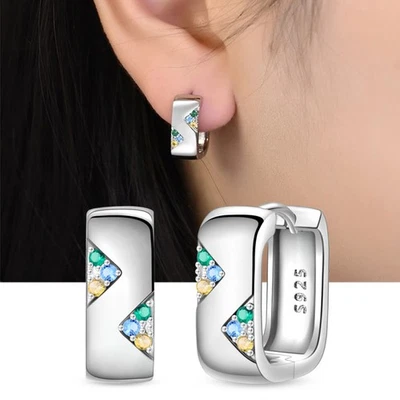 KUNSIR 925 Sterling Silver Tiny Geometric Open Hoop Earrings For Women Gifts - Image 1 of 4