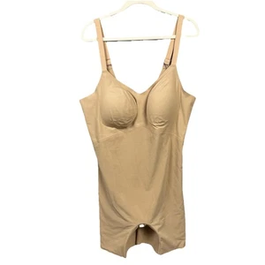 HoneyLove Women's 3X Mid-Thigh Shaping Built-In Bra Superpower Bodysuit Sand NWT - Picture 1 of 9