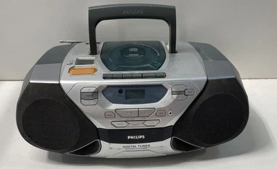 Philips AZ2045 Plateado Negro CD Cassette Boombox AMFM Sintonizador Digital Foto 1 de 4