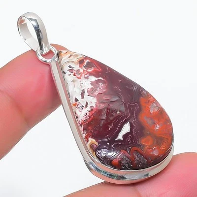 Crazy Lace Achat Edelstein Anhänger Handarbeit Jahrestag Geschenk Schmuck 2,3... - Bild 1 von 4