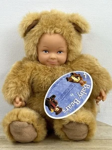Anne Geddes Doll Baby Light Brown Tan Teddy Bear Plush Bean Bag 1997 Stuffed  8” - Picture 1 of 13