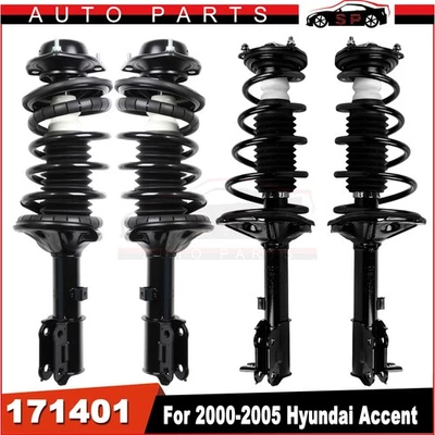 Front-Rear For Hyundai Accent 2000-05 4 Pcs Complete Struts Shocks & Coil Spring Foto 1 de 4