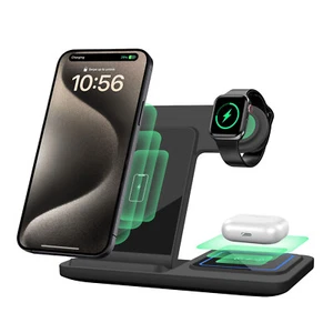 3in1 Wireless Fast Charging Stand 15W Charger Station Fo Apple Watch 9 iPhone 15 - Picture 1 of 20