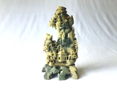 Y4742 OKIMONO Agalmatolite openwork figurine China antique figure vintage - Image 1 of 4