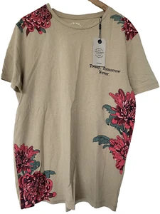 JACK & JONES Men's T-Shirt Top Khaki Floral Print Short Sleeve Large RRP£24 NEW - Picture 1 of 5