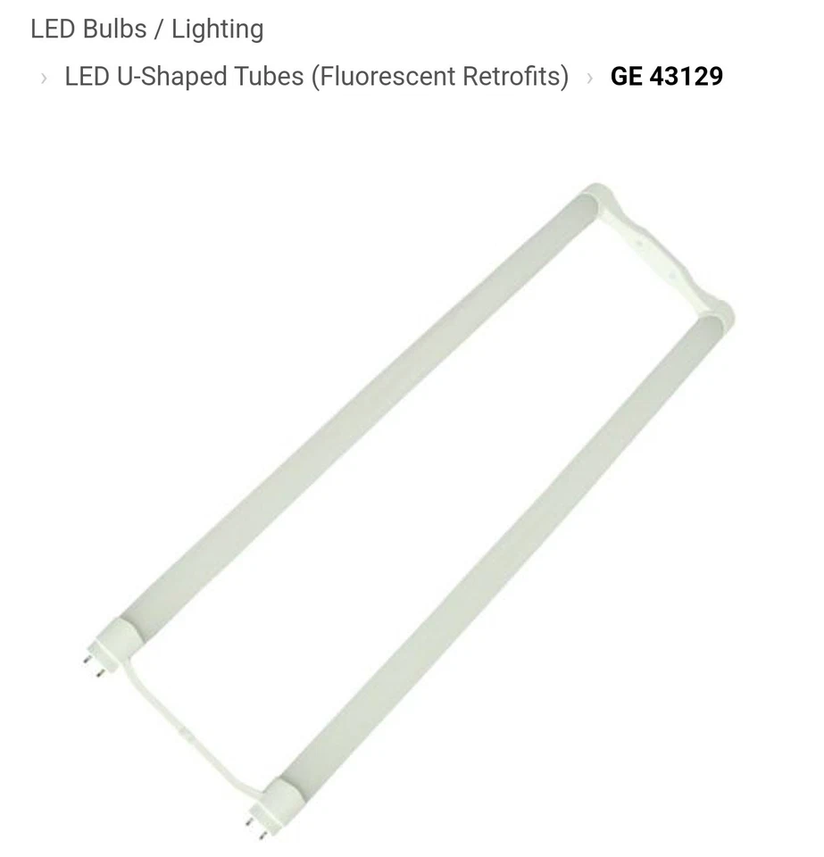 GE LAMPS LED13ET8/U6/840 U-Bend LED Bulb,T8,4000K,1900 lm,13W - Image 1 of 3