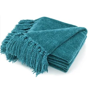 Throw Blanket Soft Cozy Chenille Throw Blanket with Fringe Tassel for Couch S... - Picture 1 of 6
