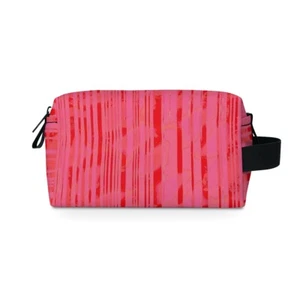 Toiletry Bag Pink Stripes 7.5” x 4” x 3.8” With Zipper - Picture 1 of 5