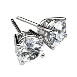 Pair of 925 Silver Earrings Point Light 5mm With Brilliant Zircons Men Women - Picture 1 of 1