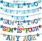 Personalised BOYS BIRTHDAY BANNER 1st 2nd 3rd 4th 7th Decorations AGE bunting