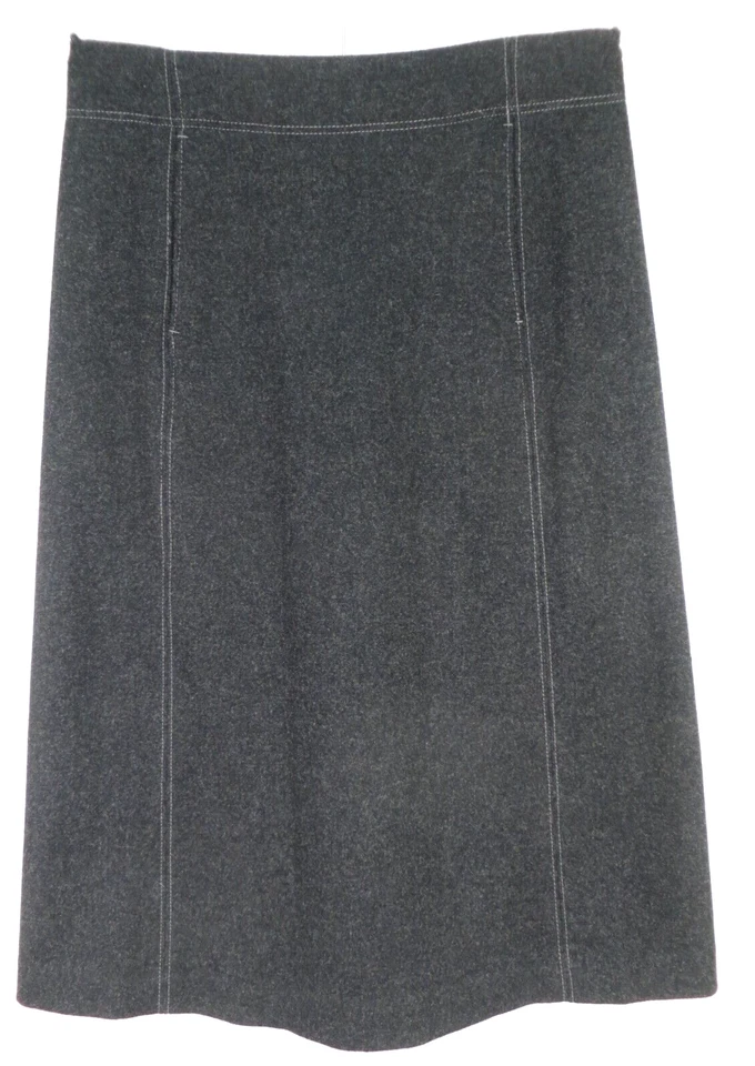 J CREW Womens Wool Nylon Flannel Panelled A-Line Skirt Midi Pocket Lined Gray 2 - Image 1 of 4
