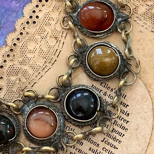 Vintage 800 Silver Agate Bracelet - Picture 1 of 6