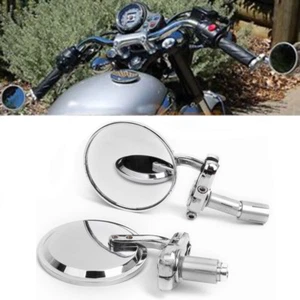 Manillar redondo retrovisor moto 3" 7/8" espejos retrovisores café racer bobber cromo WUS - Imagen 1 de 9