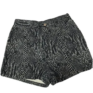 Vintage 80s 90s Shorts Denim Snakeskin 11 12 27W Black White Grunge High Waisted - Picture 1 of 9