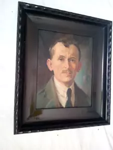 schöner breiter Schelllack Bilderrahmen um 1920 Öl auf Leinwand 44,5 cm x 38 cm - Bild 1 von 15
