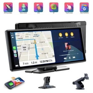 10" Portable Car Stereo Wireless Apple Carplay & Android Auto Radio Touch Screen - Picture 1 of 9