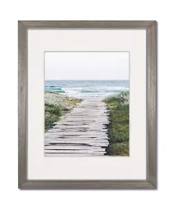 8x10 hellgrau Küstenholz Bilderrahmen mit einzelner weißer Matte für 4x6 - Bild 1 von 1