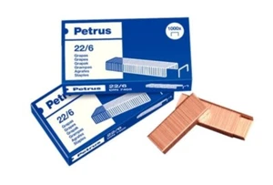 Petrus Grapas 22/6 Cobreadas - Patilla de 6mm - 10 Cajas x 1000 Grapas - Imagen 1 de 1