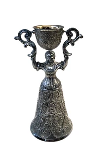 Vintage Double Toast Hochzeit Tasse Kelch Kelch Silber Teller Rosa Schmuck - Bild 1 von 11