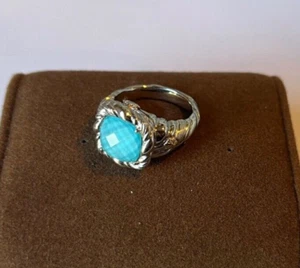 Ariva Sterling Silver Turquoise Doublet Ring sz 8 - Picture 1 of 5