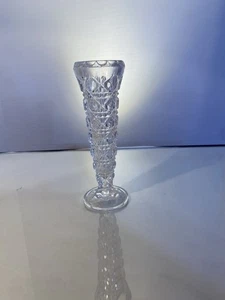 Hand Cut Lead Crystal Florerito Bud Vase Brilliant Diamond Pattern Mid Century - Picture 1 of 5