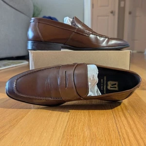 Bruno Magli Kalabrien Herren Leder Penny Loafer Elegant Schuhe Braun Größe 7 - Bild 1 von 9
