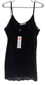 Neu mit Etikett Kate Kasin Damen-Camisole-Top mit Spitzenbesatz Gr. XL schwarz Capsule Y2K-Stil  - Bild 1 von 6
