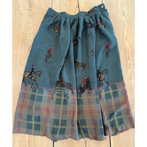 Vintage 90s J.G. Hook Equestrian Plaid A Line Skirt Pockets 14 P Petite - Picture 1 of 6