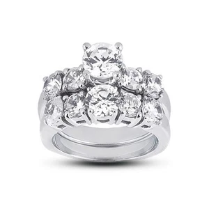 Anillo clásico redondo de diamantes naturales de 14 k con alianza de boda de 2,51 quilates G SI1 - Imagen 1 de 4