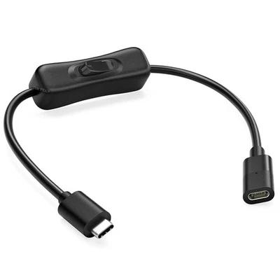 USB Type-C Extension Cable with On Off Switch 1FT, Support Video/Data/Charging - Image 1 of 4
