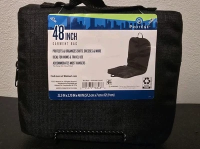 48" Protege Garment Bag Hold 2 Suits or 3 Dresses Storage Travel Black Polyester - Image 1 of 4