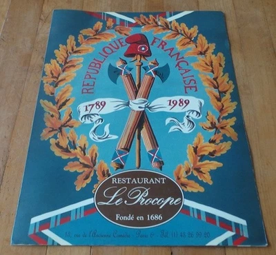 RARE COLLECTOR - ANCIEN MENU DU RESTAURANT LE PROCOPE - PARIS 6ème - Photo 1/3