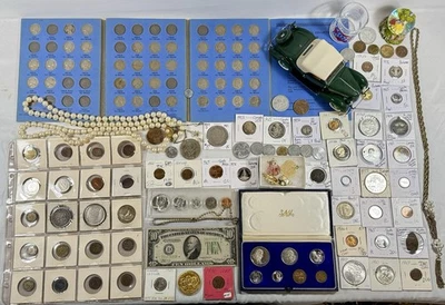 *Estate of Lee Mialone* Junk Drawer Lot Silver Coins Jewelry Random Stuff NR Wow - Image 1 of 4