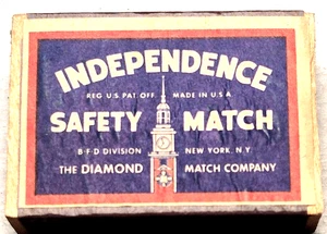 "INDEPENDENCE Safety Match*B•F•D Div. N.Y., N. Y.*The Diamond Match Co"Match Box - Picture 1 of 15