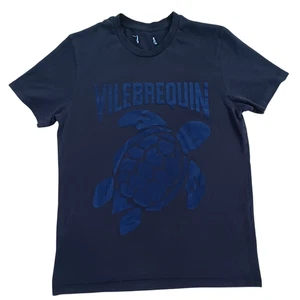 Vilebrequin T-Shirt Blue Velvet Turtle Logo Graphic Tee Mens Size Medium - Picture 1 of 8