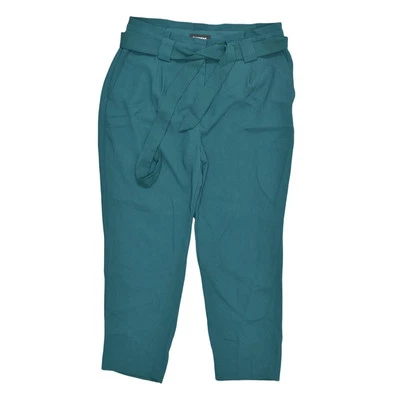 Express Women's Green High Rise Ankle Dress Pants Size 12P Zip Solid Pockets - Image 1 of 4