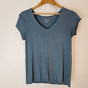 Camiseta Top Tahari Essentials Azul Cuello en V Para Mujer Grande L Informal - Imagen 1 de 5