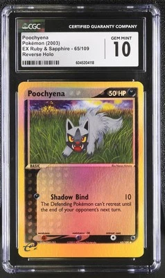 CGC 10 Poochyena EX Ruby & Sapphire 65/109 Reverse Holo Pokemon Card - Image 1 of 2