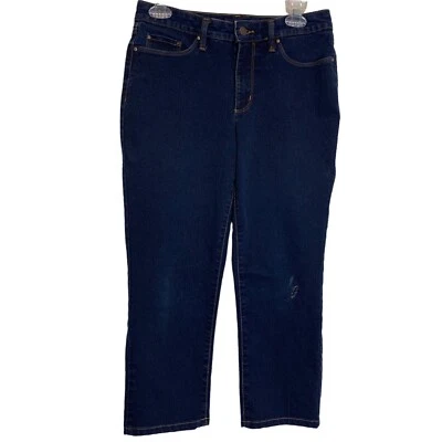 Pantalones de mezclilla Charter Club para mujer 4S Lexington pierna recta Capris Distress lavado oscuro Foto 1 de 4