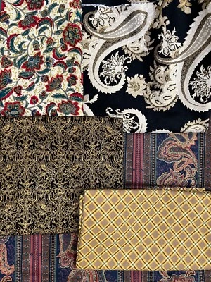 Lote Tela Acolchado Algodón Paquete de Paisley Rayas Metálicas 4+ yardas Foto 1 de 4