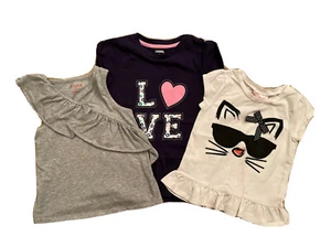 Girl Summer Sleeveless T-Shirt Top Lot of Three Size 4 - Picture 1 of 10