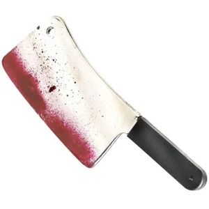 BLOODY CLEAVER Halloween Accessory Horror Fancy Dress Dagger Prop Toy Plastic - Picture 1 of 2