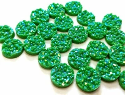 10 pcs Druzy Resin Embellishment Cabochons Emerald Green Multicolor AB – 12mm Foto 1 de 3