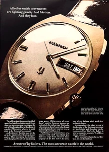 BULOVA ACCUTRON 14K GOLD WRISTWATCH—ORIGINAL 1970s MAGAZINE PRINT AD - Picture 1 of 1