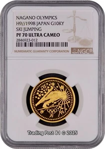 1998 JAPAN - Nagano Olympics SKI JUMPING - 1/2 ounce PURE GOLD - NGC PF 70 UC - Picture 1 of 2