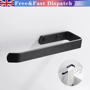 29cm Wall Mounted Long Space Aluminium Black Matt Towel Robe Holder Hook Rail UK - Picture 1 of 11